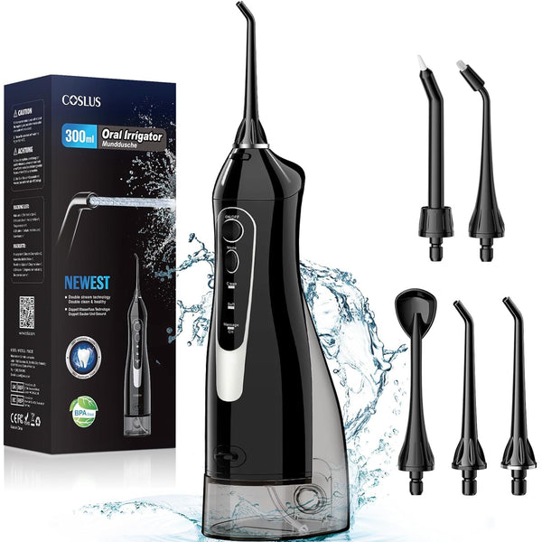 MAIYUE Water Dental Flosser Teeth Pick: Portable Cordless Oral Irrigator 300ML Rechargeable Travel Irrigation Cleaner IPX7 Waterproof Electric Waterflosser Flossing Machine for Teeth Cleaning F5020E